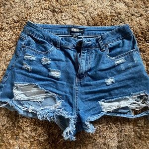 Distressed Blue Rewash Shorts